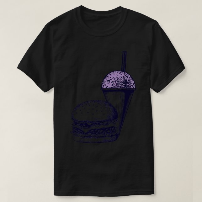 Camiseta Burger e Cone de Neve (Frente do Design)