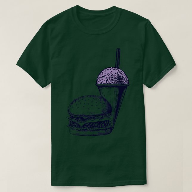 Camiseta Burger e Cone de Neve (Frente do Design)