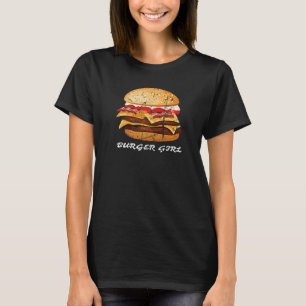Camiseta Burger Girl Hamburger Fast Comida Bacon B