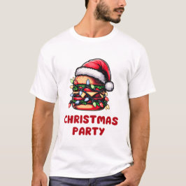 Camiseta Burger Hamburger Natal Hat Xmas