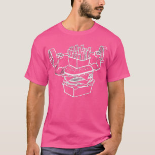 Camiseta Burger Levantando Fries Engraçados Barba de Comida