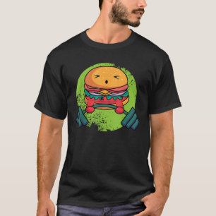 Camiseta Burger Levantando Malhação Barbell Hamburger Comid