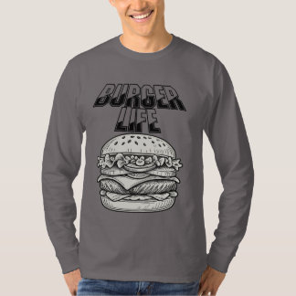 Camiseta Burger Life T-Shirt - Cheeseburger Retro Line Art