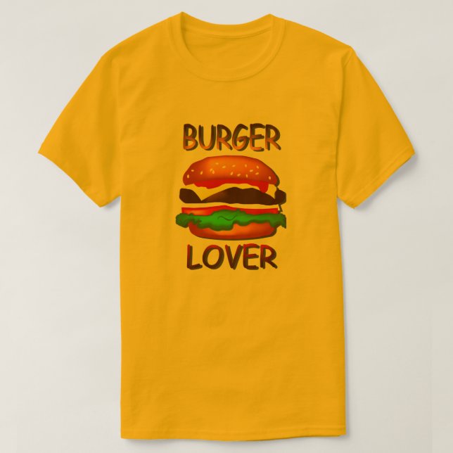 Camiseta Burger Lover Hamburger Mens T-shirt Dourada (Frente do Design)