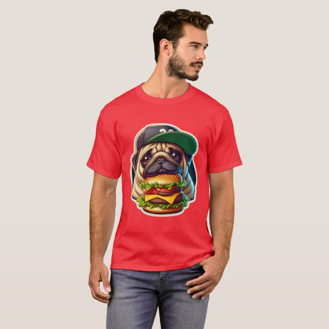 CAMISETA BURGER LOVING PUG 4 (Frente Completa)