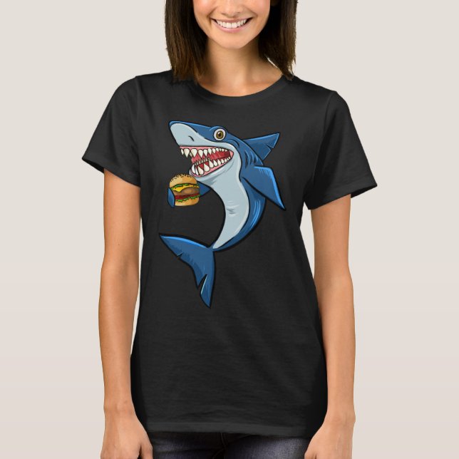 Camiseta Burger Sharks Love Animal   Mens Womens Outfit (Frente)