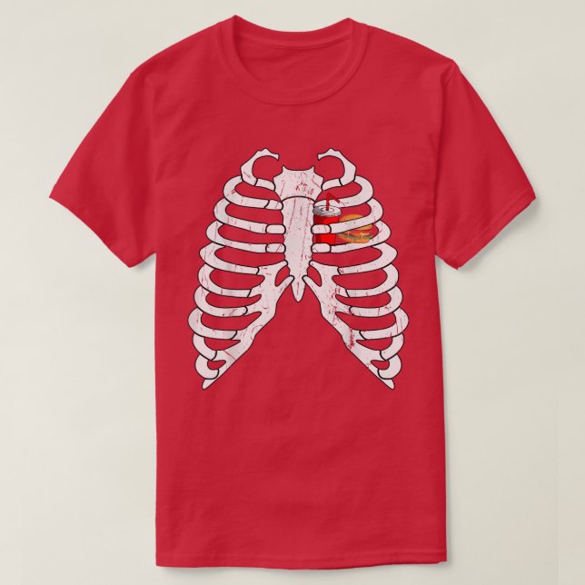 Camiseta Burger Skeleton Xray Hamburger Comida Rápida Franc (Frente do Design)