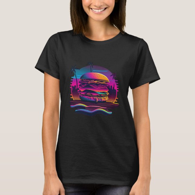Camiseta Burgers Synthwave 80s Retrowave Aesthetic  1 (Frente)