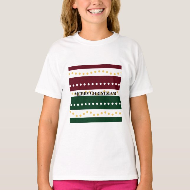 Camiseta Burgundy and Emerald Golden Polka Dots Christmas  (Frente)