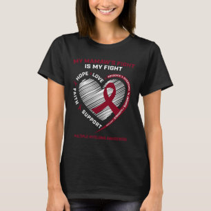 Camiseta Burgundy Cancer De Sangue Mamaw Luta Contra Mielom