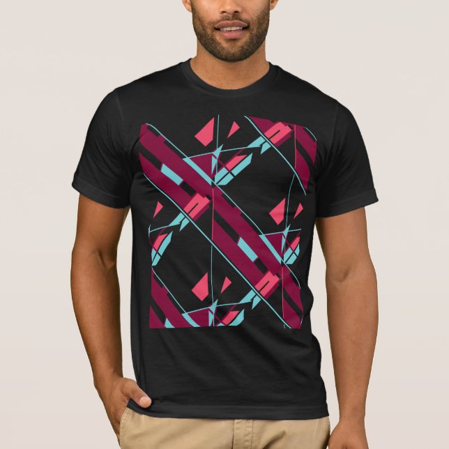 Camiseta Burgundy Red Aqua Diagonal Sudoeste Art Abstrato (Frente)