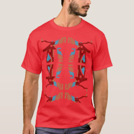 Camiseta Burgundy Tan Blue Abstrato Art Mediterranean Look