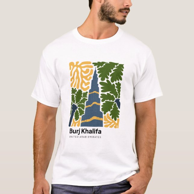Camiseta Burj Khalifa Dubai UAE viagem abstrato floral (Frente)