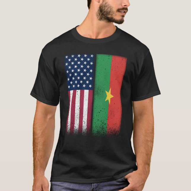 Camiseta Burkina Faso Burkinabe American Flags Proud USA (Frente)
