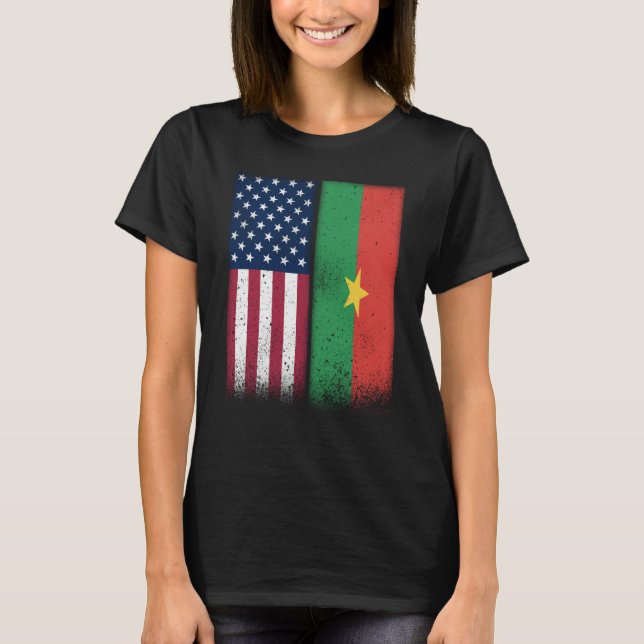 Camiseta Burkina Faso Burkinabe American Flags Proud USA (Frente)