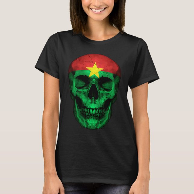 Camiseta Burkina Faso Flag Skull Burkinabé Roots Proud Patr (Frente)