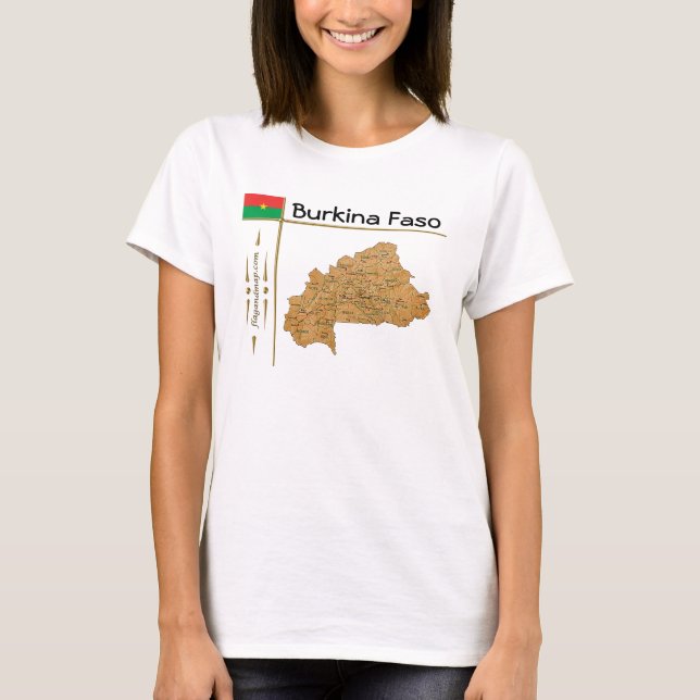 Camiseta Burkina Faso Mapa + Bandeira + Título (Frente)