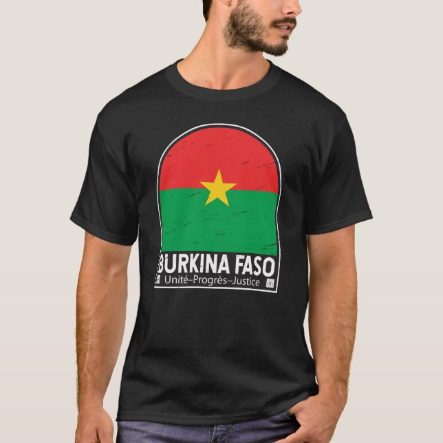 Camiseta Burkina Faso Sinalizador Emblem Vintage (Frente)