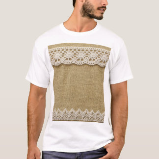 Camiseta Burlap, textura de tecido de rendas.