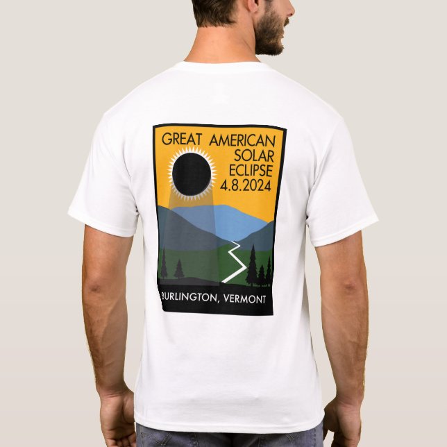 Camiseta Burlington, Poster de viagens VT Eclipse (Verso)