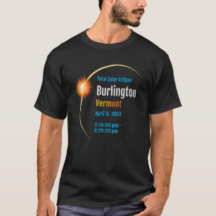 Camiseta Burlington Vermont VT Total Eclipse Solar 2024 1