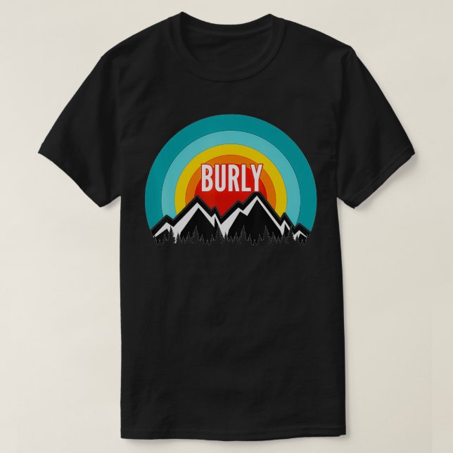 Camiseta Burly, Vintage Retro Sunset Design (Frente do Design)