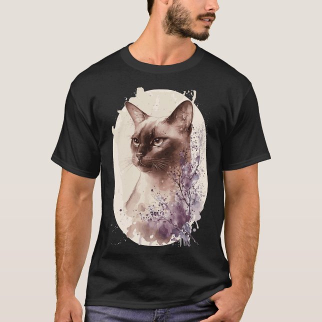 Camiseta Burmese Cat Japanese Cherry Blossom Sakura (Frente)