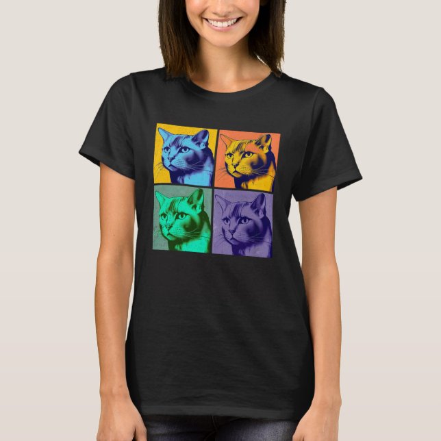 Camiseta Burmese Cat Pop Illustration Colorful Animal Men   (Frente)