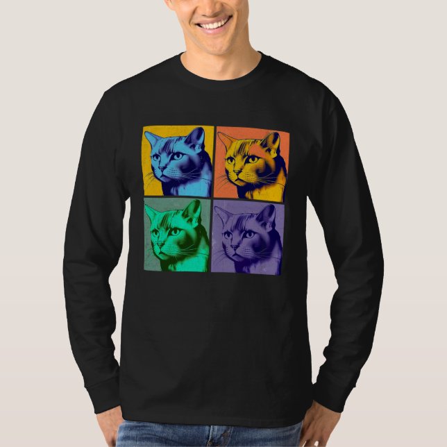 Camiseta Burmese Cat Pop Illustration Colorful Animal Men   (Frente)