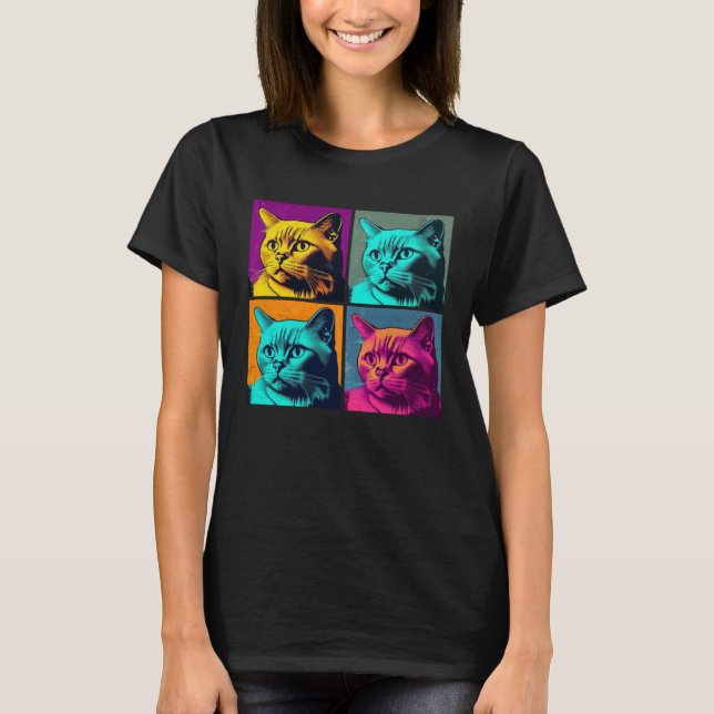 Camiseta Burmese Cat Pop Illustration Colorful Animal Men   (Frente)