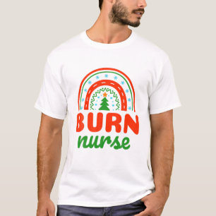 Camiseta Burn Enfermeira Árvore de Natal Rainbow Wound Car