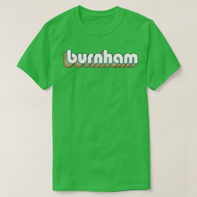 Camiseta Burnham Retro Rainbow Tipografia Estilo Desvanecid (Frente do Design)