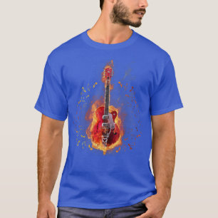 Camiseta Burning On Fire Rock Guitar Heavy Metal Music 