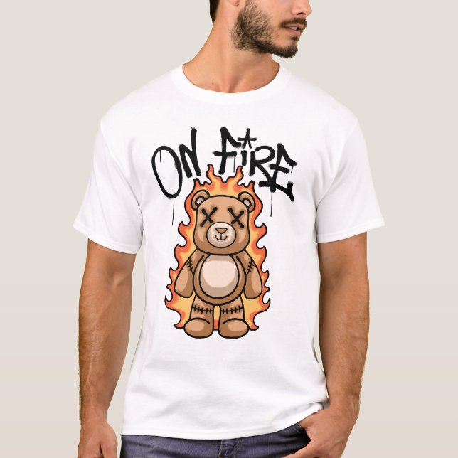Camiseta Burning Teddy Bear streetwear (Frente)