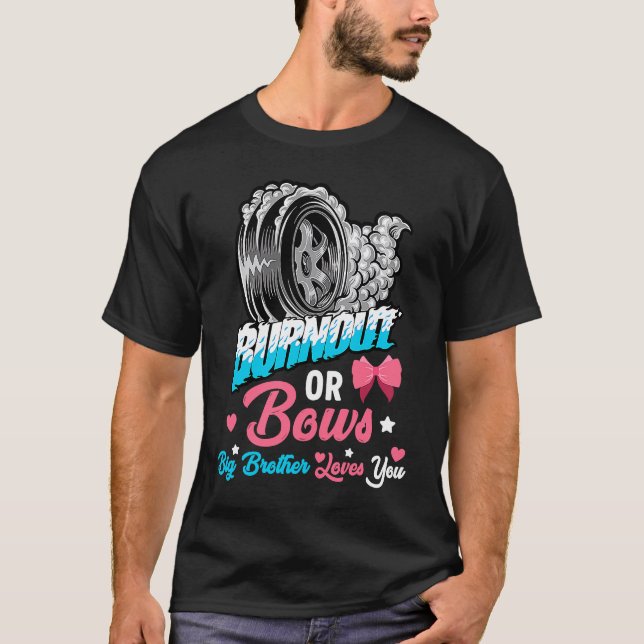 Camiseta Burnout or Bows Gender Reveal Baby Announcement Bi (Frente)