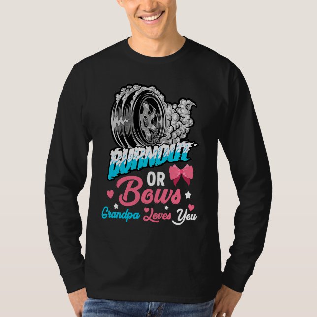 Camiseta Burnout or Bows Gender Reveal Baby Announcement Gr (Frente)
