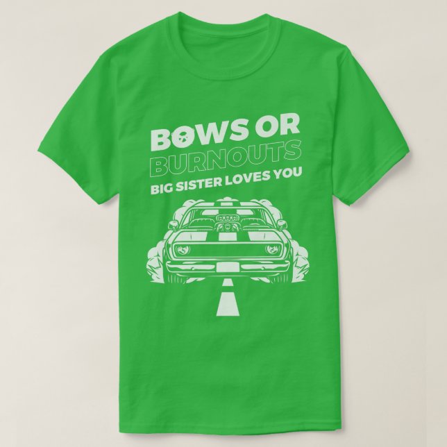 Camiseta Burnouts Or Bows Gender Reveal Party  (Frente do Design)