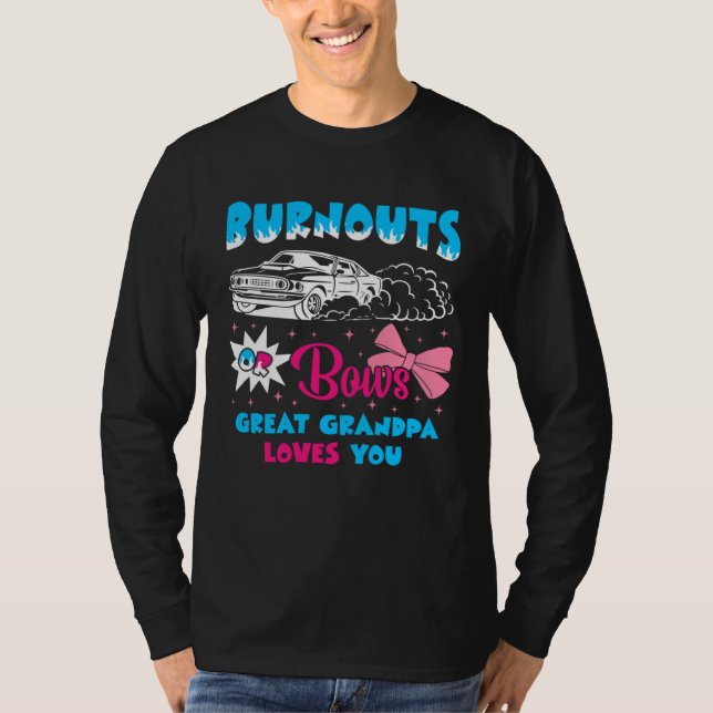 Camiseta Burnouts or Bows Great Grandpa Loves Car Racing Ch (Frente)
