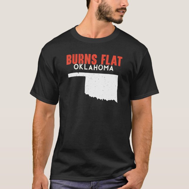 Camiseta Burns Flat EUA State America Viagem Oklahoman (Frente)