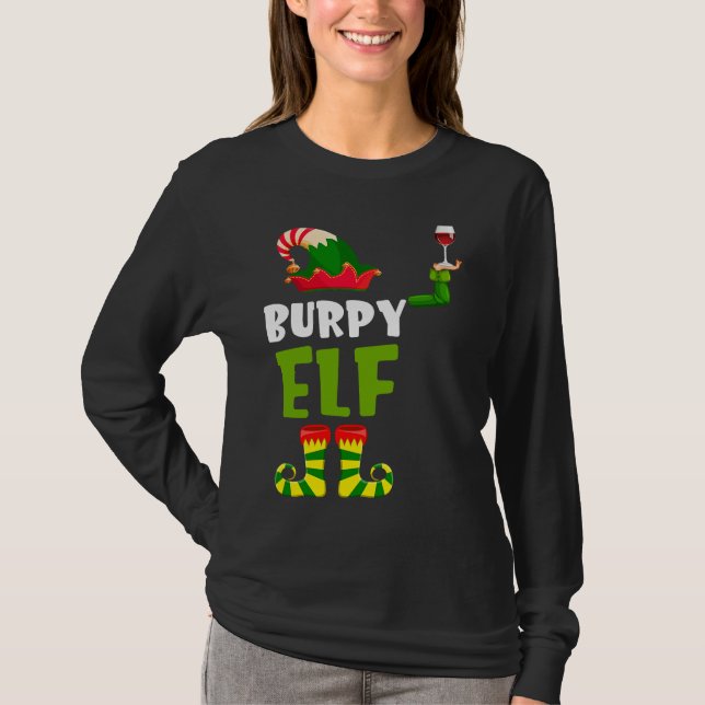 Camiseta Burpy Elf Matching Christmas T  Wine Lover (Frente)