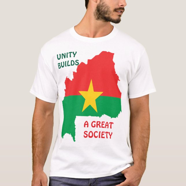 CAMISETA BURQUINA FASO, UNIDADE CONSTRUI UMA SOCIEDADE EXCE (Frente)