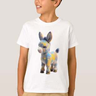 Camiseta Burrinho Artista com Pastel Salpicado Crianças