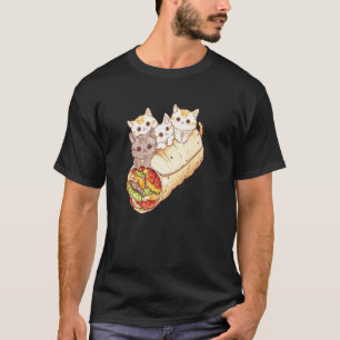 Camiseta Burritos E Gatos Desenho Divertido De Comida Mexic