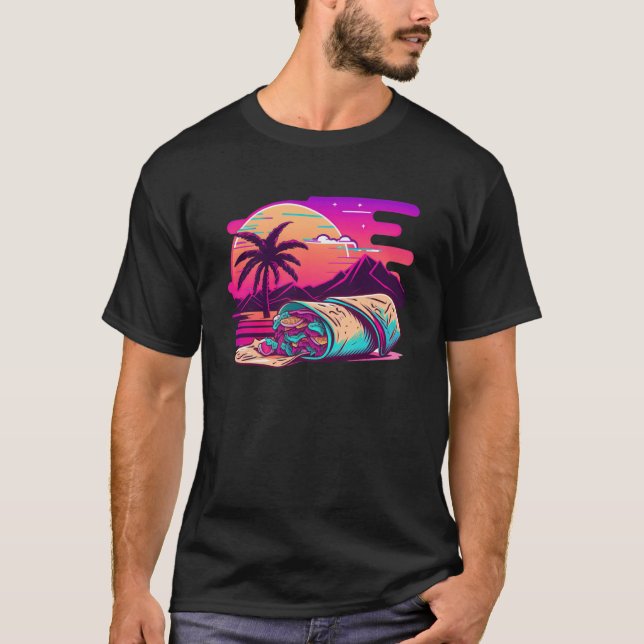 Camiseta Burritos Synthwave 80s Retrowave Aesthetic (Frente)