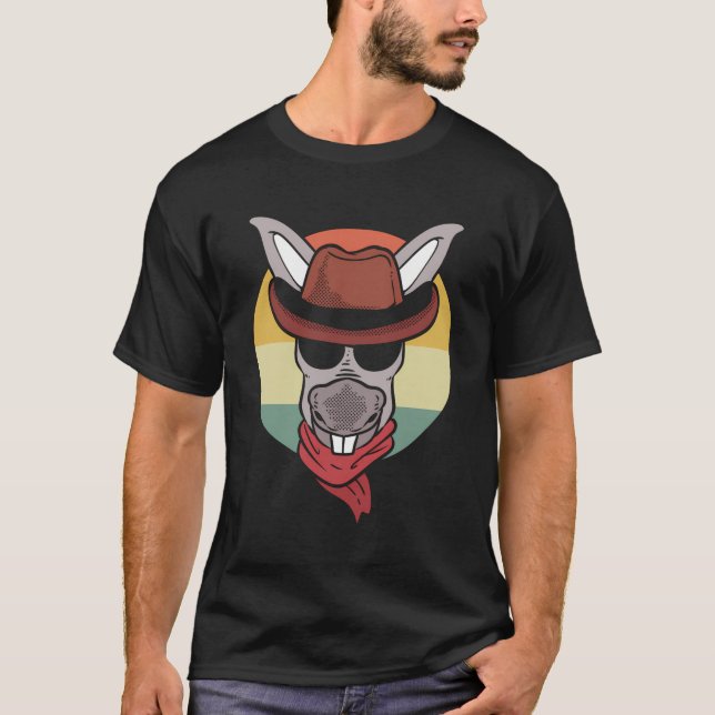 Camiseta Burro Com Chapéu de Cowboy Trabalhador Rural (Frente)