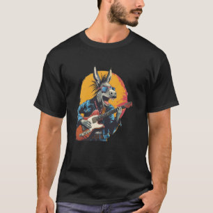 Camiseta Burro engraçado com óculos e guitarra elétrica