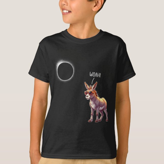Camiseta Burro Engraçado Eclipse Solar Pai Fazendeiro (Frente)