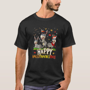 Camiseta Burro Feliz HalloThanksMas Halloween Dia de Ação d