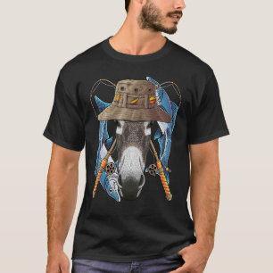 Camiseta Burro Pescador Ao Ar Livre Animal Fofo Voar P