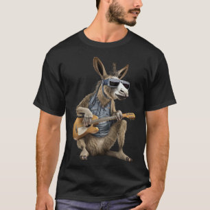 Camiseta Burro Tocando Guitarra Elétrica Animal Burro Gui